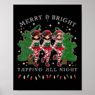 Vrouwen tikken op dans en zijn vrolijk kerst elf d poster