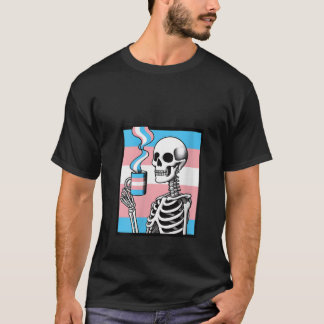 Vrouwen Trans Pride Skeleton Koffie Transgender Id T-shirt