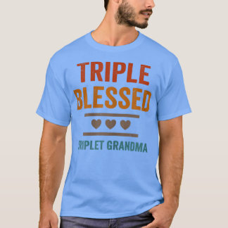 Vrouwen Triple Blessed Triplet Grandma Grandchildr T-shirt