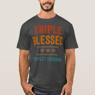 Vrouwen Triple Blessed Triplet Grandma Grandchildr T-shirt