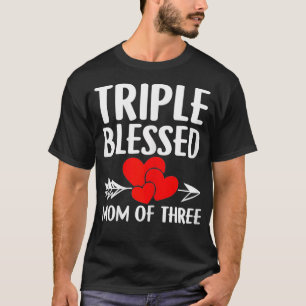 Vrouwen Triple zegende mama van drie mam Gift Mama T-shirt