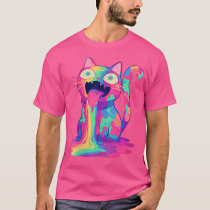 Vrouwen Trippy Party Crazy Rainbow Cat EDM Festiva T-shirt