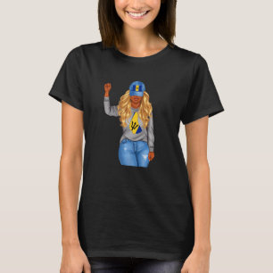 Vrouwen trots Barbados Vlag Kaart Barbados Souveni T-shirt