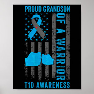 Vrouwen trots kleinzoon van een T1D Warrior Type 1 Poster