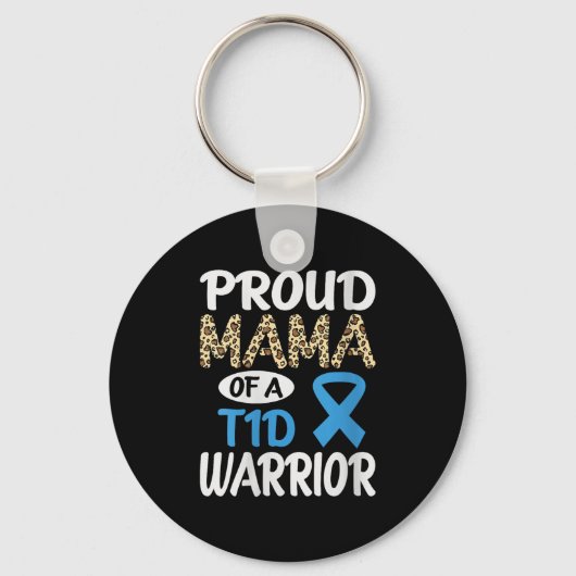 Vrouwen Trots Mama van een T1D Warrior V-hals Sleutelhanger (Voorkant)