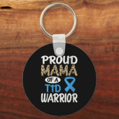Vrouwen Trots Mama van een T1D Warrior V-hals Sleutelhanger (Voorkant)