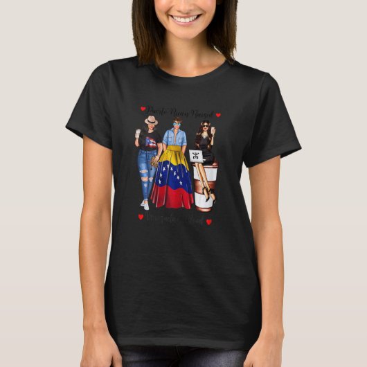 Vrouwen Trots Puerto Ricaans Venezuela Roots Born  T-shirt (Voorkant)