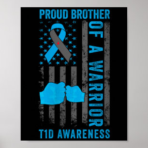 Vrouwen trotse broer van een T1D Warrior Type 1 Di Poster