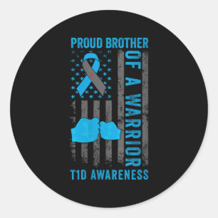 Vrouwen trotse broer van een T1D Warrior Type 1 Di Ronde Sticker