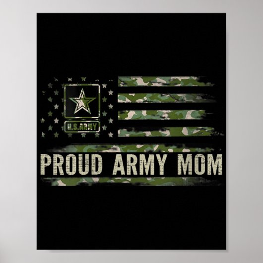 Vrouwen  Trotse Leger Moeder Camo Amerikaanse Vlag Poster (Voorkant)