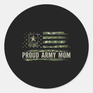 Vrouwen Trotse Leger Moeder Camo Amerikaanse Vlag Ronde Sticker