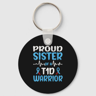 Vrouwen trotse zus van een T1D Warrior V-hals Sleutelhanger