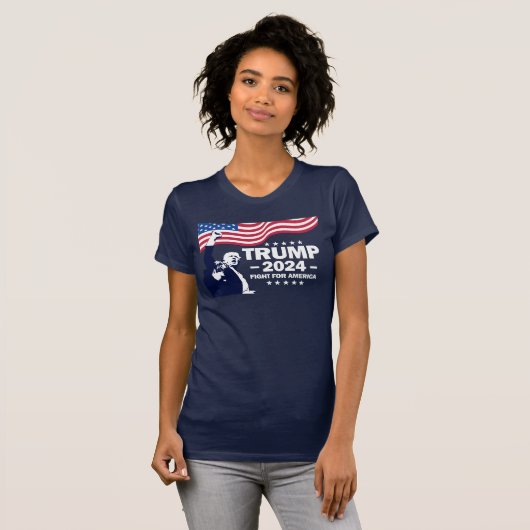 Vrouwen Trump 2024 Vecht voor Amerika T-shirt (Voorkant volledig)