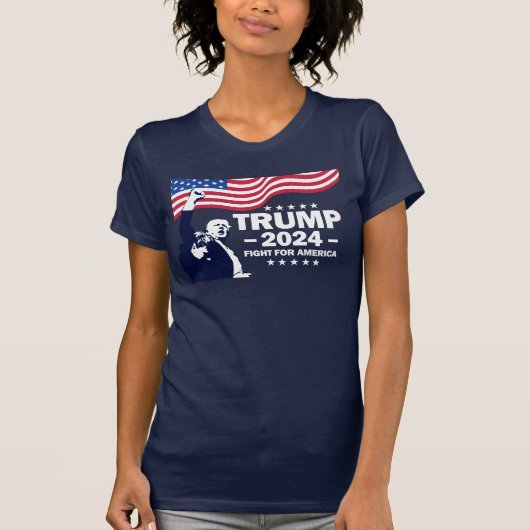 Vrouwen Trump 2024 Vecht voor Amerika T-shirt (Voorkant)