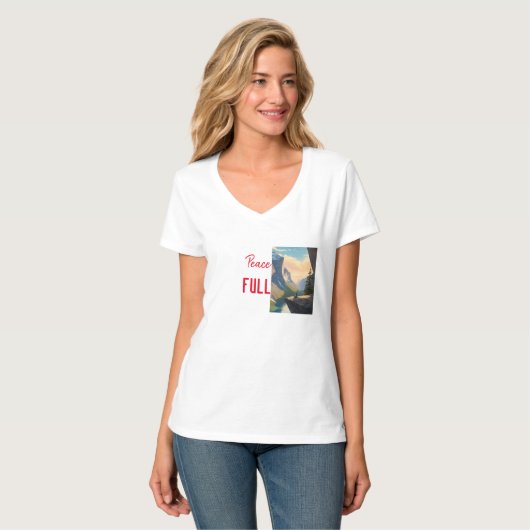 Vrouwen Tshirt met een vredig design (Voorkant volledig)