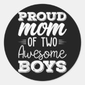 Vrouwen Twee Mama Van 2 Jongens Moederdag 65 Ronde Sticker (Voorkant)