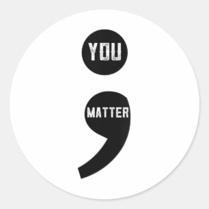 Vrouwen U Semicolon Zelfmoordpreventie Bewustzijn Ronde Sticker