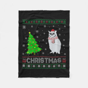 Vrouwen Uil kerstboom Lighting Ugly Kerstmis zweet Fleece Deken