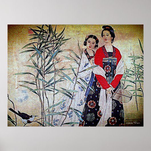 Vrouwen uit Tang Dynasty Chinese  kunst Poster (Voorkant)