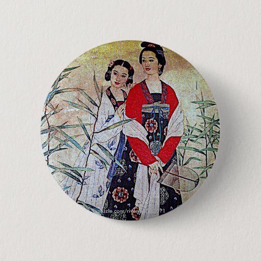 Vrouwen uit Tang Dynasty Chinese  kunst Ronde Button 5,7 Cm (Voorkant)