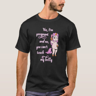 Vrouwen Unicorn met stophand ja ik ben zwanger T-shirt
