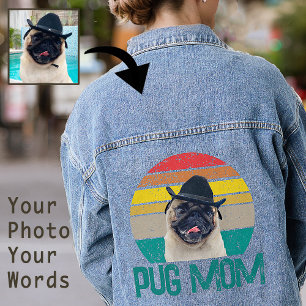 Vrouwen Unieke Pug Lover Moeder Grunge Rainbow Sty Denim Jacket