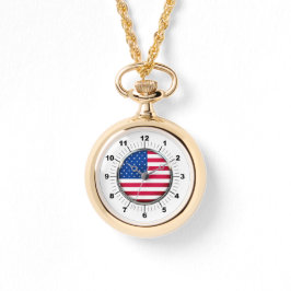 Vrouwen USA Vlag Wraparound Gold Watch Horloge