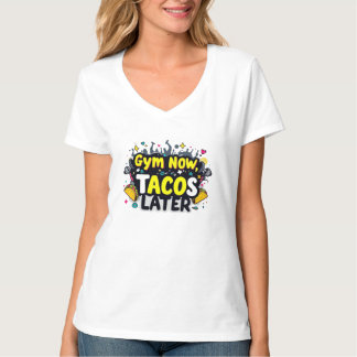 Vrouwen V-hals T-shirt – Workout Quote T-shirt