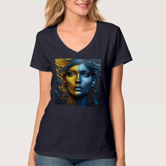 Vrouwen V-hals T-shirts Kunstwerk 3 (Voorkant)
