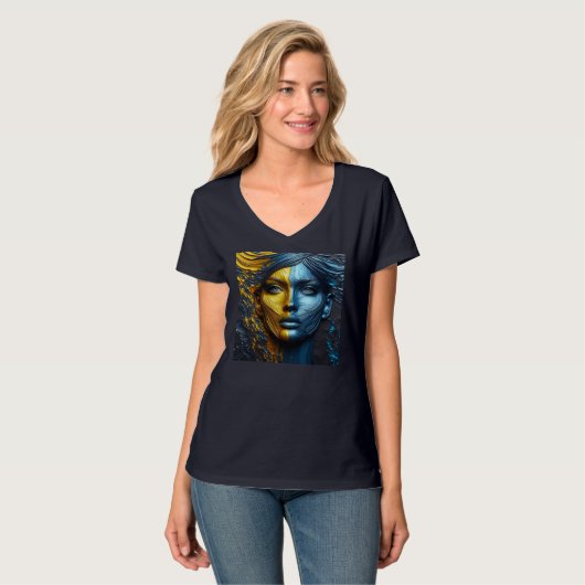 Vrouwen V-hals T-shirts Kunstwerk 3 (Voorkant volledig)
