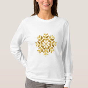 Vrouwen Vakantie Gouden Sneeuwvlok T-shirt
