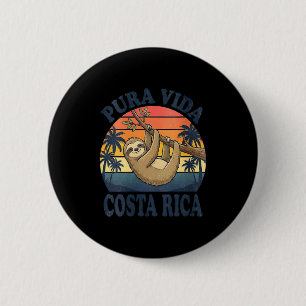 Vrouwen vakantie tropisch pura vida luiaard costa ronde button 5,7 cm