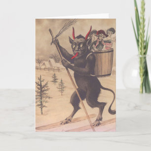 Vrouwen van de Ontvoering van Krampus de Ski?ende Feestdagen Kaart