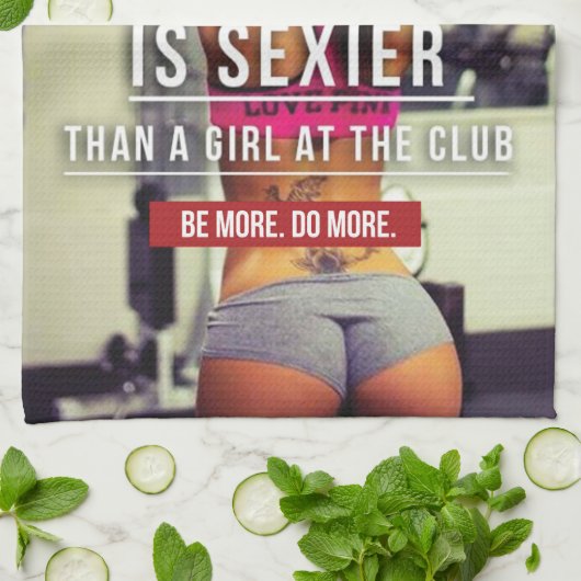 Vrouwen van Gym Workout Motivational Theedoek (Gevouwen)