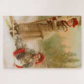 vrouwen van het rode pet op een skireis legpuzzel (Horizontaal)