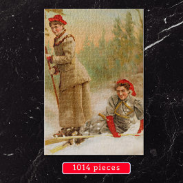 vrouwen van het rode pet op een skireis legpuzzel
