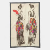  vrouwen van Mode met lentesponnen Theedoek (Verticaal)