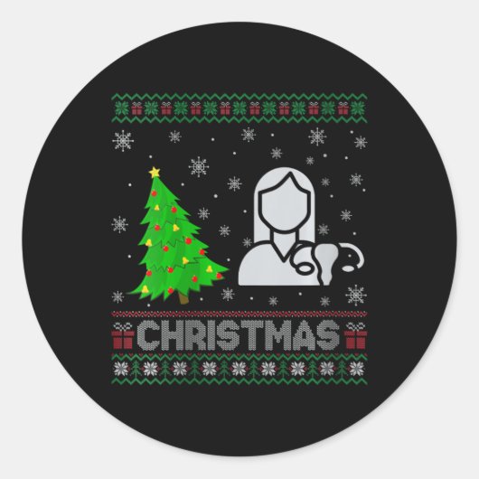 Vrouwen Van Verpleegster Kerstboom Verlichting Lel Ronde Sticker (Voorkant)