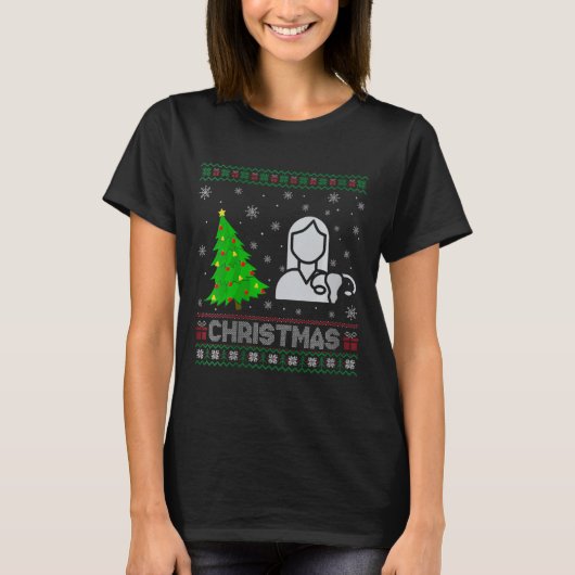 Vrouwen Van Verpleegster Kerstboom Verlichting Lel T-shirt (Voorkant)