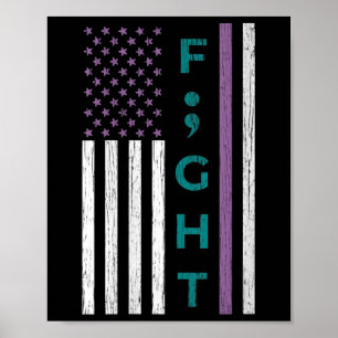 Vrouwen vechten tegen puntkomma vlag zelfmoord bew poster
