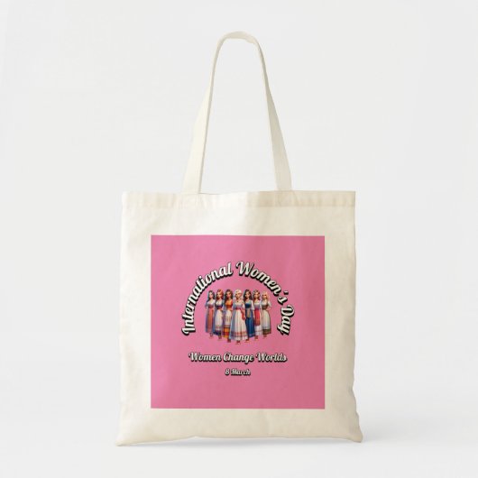Vrouwen veranderen werelden. Internationale Vrouwe Tote Bag (Voorkant)