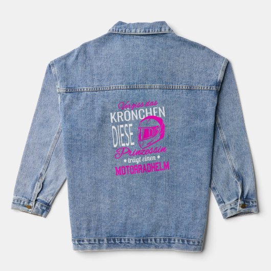 Vrouwen vergeten de kroon in prinses motorhelm denim jacket (Achterkant)