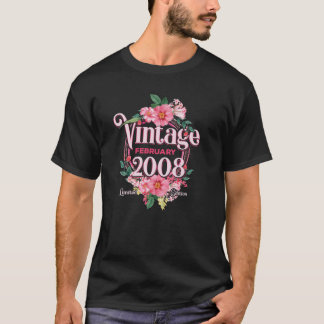 Vrouwen Verjaardag Geboren In Februari 2008 Bloeme T-shirt