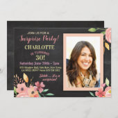 Vrouwen Verjaardag Party Foto Bloemen Rustiek Uitn Kaart (Voorkant / Achterkant)