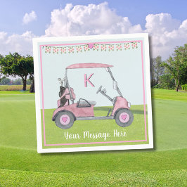 Vrouwen Verjaardag Pensioen Roze Golf Monogram Servet