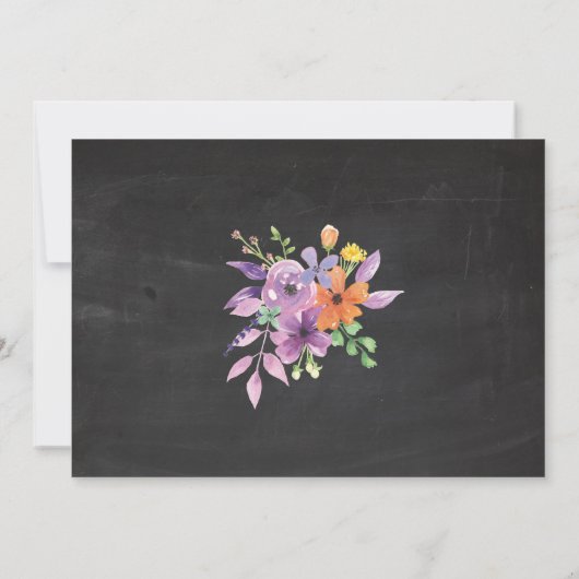 Vrouwen Verjaardagsfeest Foto Bloemen Krijt Uitnod Kaart (Achterkant)