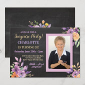 Vrouwen Verjaardagsfeest Foto Bloemen Krijt Uitnod Kaart (Voorkant / Achterkant)