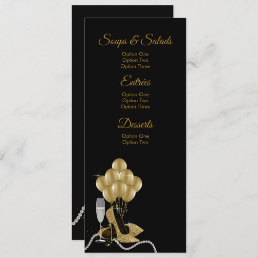 Vrouwen verjaardagsfeestje menu programma's kaart (Voorkant / Achterkant)