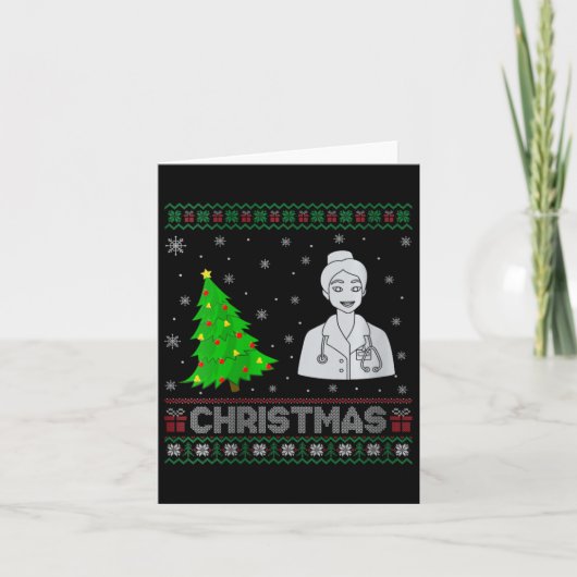 Vrouwen Verpleegkundige Practitioner Xmas Tree Lig Kaart (Voorkant)