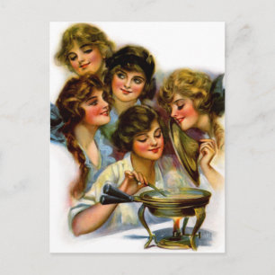vrouwen Victoriaans Gibson Girl Girls Briefkaart